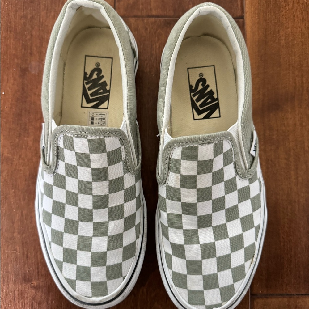 GREEN AND WHITE CHECKERED VANS